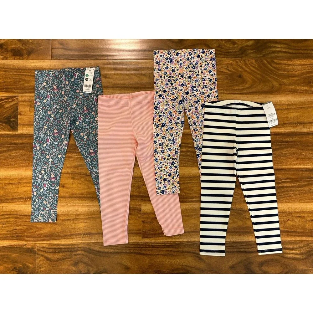 Leggings Bundle - Carter’s & OshKosh - Flowers and Stripes, Size 4T